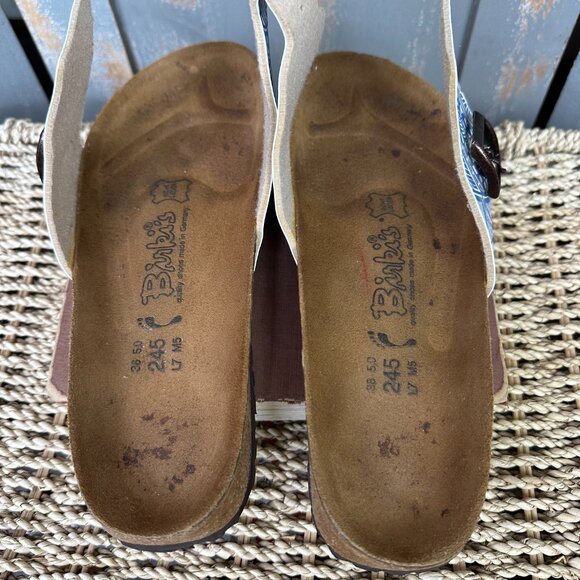 Birkenstock Birki's Catalina Sandals Blue White Sz L7-7.5, M5, EU 38 - Picture 10 of 16